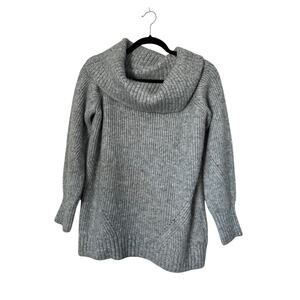 Pilcro By Anthropologie Cowl Neck Sweater Size M Grey Ribbed 3/4 Sleeve Pullover